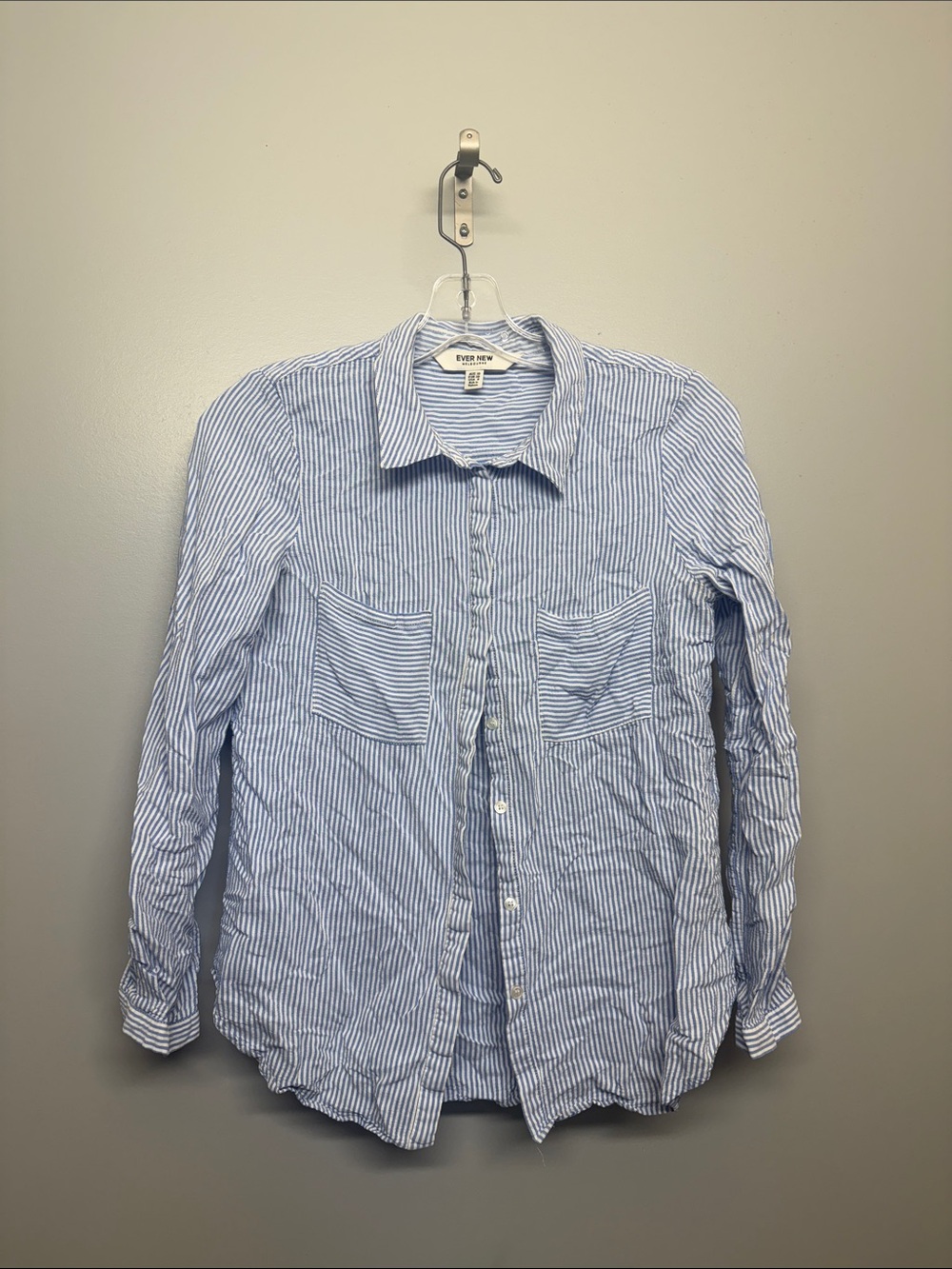 Ever New Blue and White Striped Button-Down Shirt